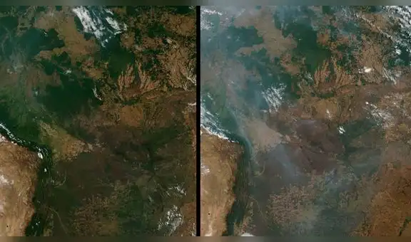 Antes y después del incendio en el Amazonas: fotos satelitales de la NASA muestran devastación