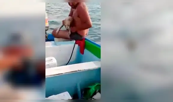 Pescadores salvan a perro que fue arrastrado por el mar y que estuvo a punto de morir ahogado [VIDEO]