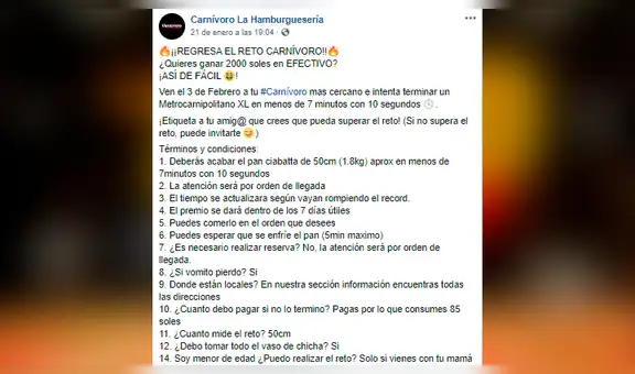 Restaurante te regalará S/ 2000 si logras comer su ‘mega sanguche’ en 7 minutos [FOTOS]