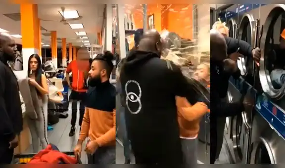 Facebook: Hombre pelea con fortachón en una lavandería y termina dentro de lavadora [VIDEO]