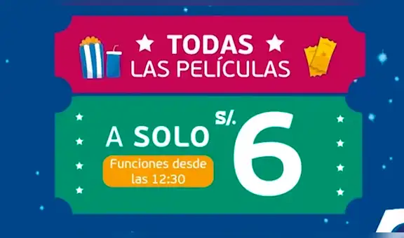 ¡Atención! Cadena de cines ofrece funciones a S/. 6.00 solo este viernes