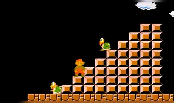 Super Mario Bros: ¿qué pasa si saltamos varias veces sobre la tortuga que desciende de una escalera? [VIDEO]