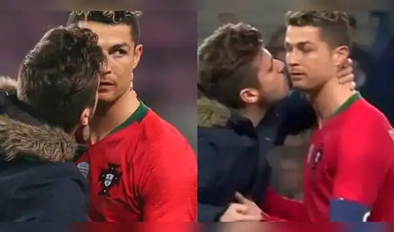 Cristiano Ronaldo recibe beso de aficionado en pleno partido [VIDEO]