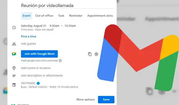 Gmail: ahora puedes reunirte por videollamada con tus contactos vía Google Calendar