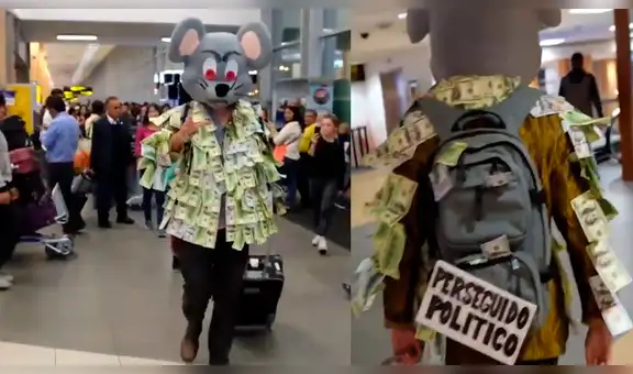 Hombre llega al aeropuerto disfrazado de rata y trata de ‘fugarse’ del Perú [VIDEO]