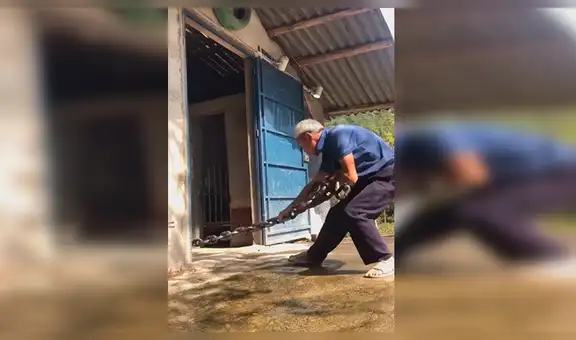 Finge tener una brutal batalla con descomunal criatura, sin imaginar que sus vecinos revelarían la verdad [VIDEO]