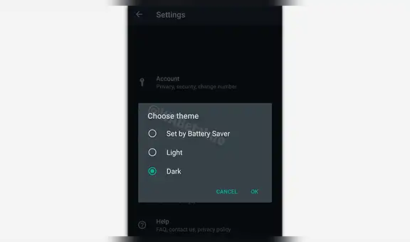 WhatsApp activará el 'modo oscuro’ automáticamente según la función de ahorro de batería del móvil [FOTOS]