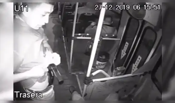 Cámara de seguridad capta a inexperto ladrón que se disparó en el pie, tras intentar asaltar un bus [VIDEO]