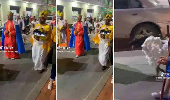 ¿Qué es eso? Disfrazan a perrito como oveja para que acompañe a caravana de Reyes Magos