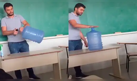 Profesor sorprende a sus alumnos con increíble experimento usando fuego y un bidón [VIDEO]