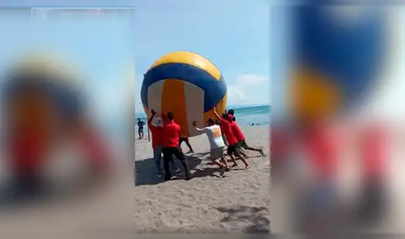 Bañistas son captados jugando voley con pelota gigante en playa de Filipinas [VIDEO]