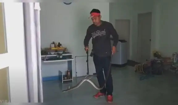 Escucha extraños ruidos dentro de su casa, la revisa y se topa con peligrosa serpiente [VIDEO]