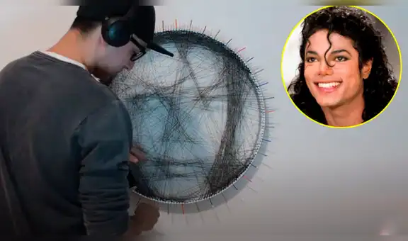 Hace retrato de Michael Jackson con hilo y resultado sorprende a fans del ‘Rey del Pop’  [VIDEO]