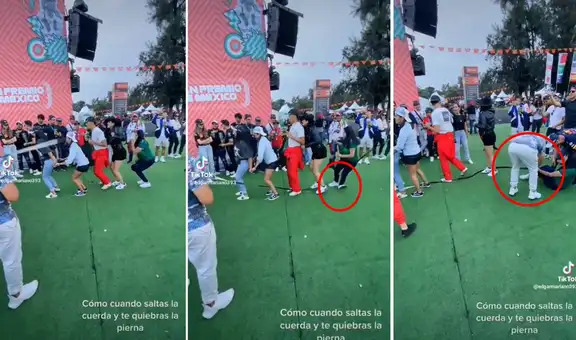 Joven sufre grave lesión en su pierna al saltar la cuerda durante el Gran Premio de México