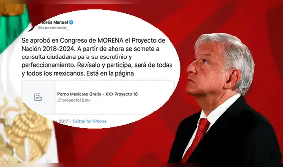 Proyecto 18: sitio web del Plan de Nación de la candidatura de AMLO redirecciona a página para adultos