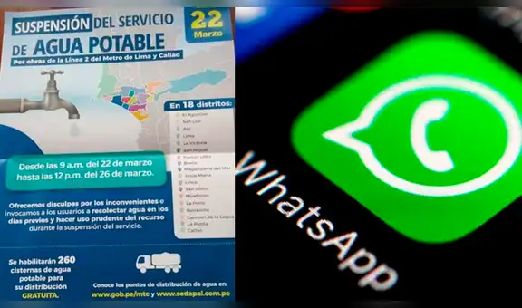 Sedapal: Difunden falso comunicado por WhatsApp sobre corte de agua 