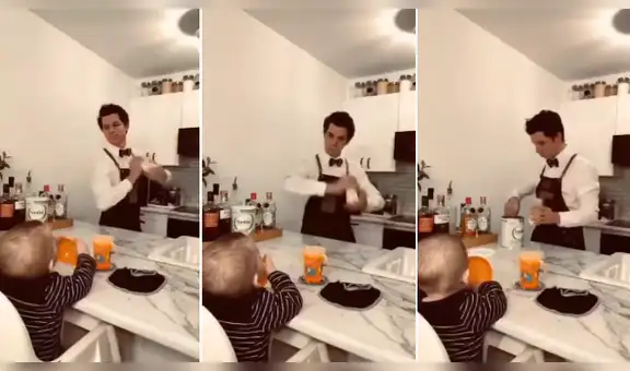 Hombre se viste de barman para preparar la leche de su bebé y realiza todo un espectáculo [VIDEO]