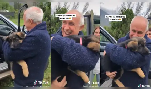 Abuelo recibe una perrita como regalo de cumpleaños y su reacción al verla conmovió a todos [VIDEO]
