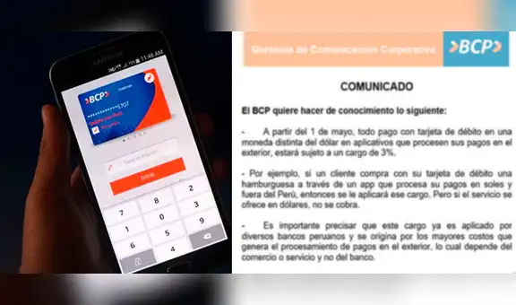 BCP da su descargo respecto al cobro del 3% adicional en tarjetas de débito desde mayo