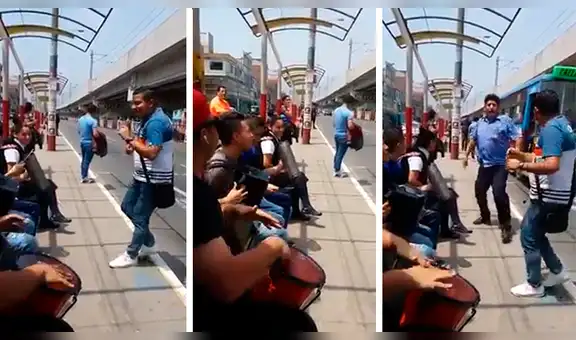 Extranjeros arman espectáculo en paradero de buses en Perú y cobrador baila con ellos [VIDEO] 