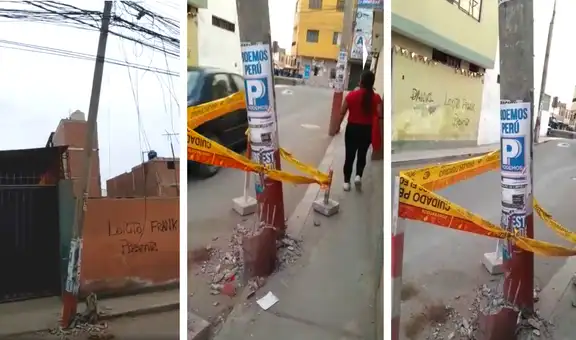 Lurín: denuncian que poste a punto de colapsar podría caer sobre niños y casas