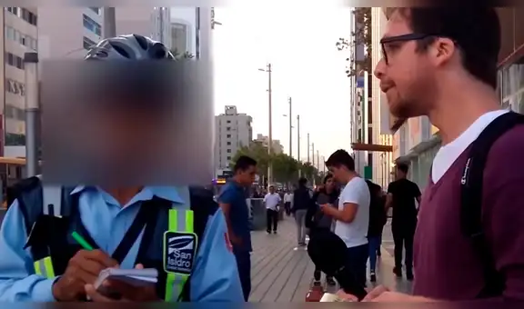 YouTube viral: sereno de San Isidro impide que youtuber peruano coloque 'estrellitas' a transeúntes [VIDEO]
