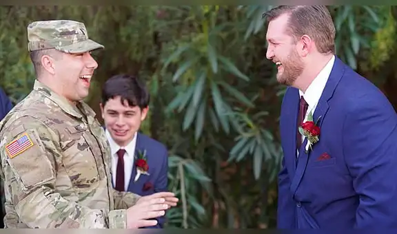 Militar regresa de la guerra para sorprender a su mejor amigo en su matrimonio y él se emociona [VIDEO]