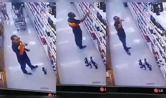 Coloca cámara de seguridad y descubre a sujeto que 'degustaba’ varios tragos antes de comprar uno [VIDEO]