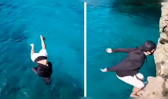 Vía Facebook: graban a chico lanzándose a mar 'infestado' de tiburones y ocurre lo inesperado [VIDEO]