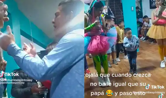 Mujer se ríe de los pasos de baile de su esposo, pero descubre que su hijo baila igual