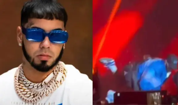 ¡Al igual que Karol G! Anuel AA se resbala y sufre caída durante concierto en México