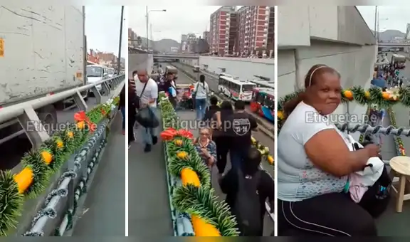 Aplauden a venezolanos que decoraron puentes de Lima con arreglos navideños [VIDEO]