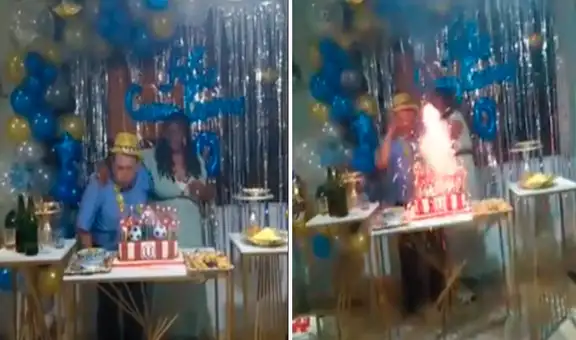Pastel explota en pleno “Cumpleaños feliz” al confundir velas volcán con cohetes