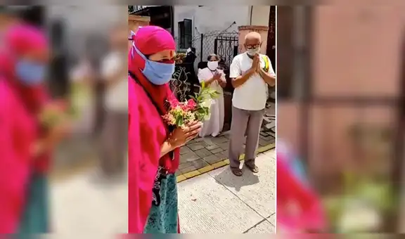 Enfermera que cuidó pacientes con COVID-19 recibe emotivo homenaje de sus vecinos [VIDEO]