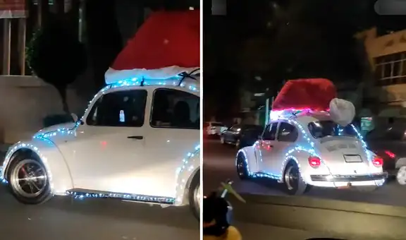 El ‘vocho’ Claus: adorna auto Volkswagen con temática navideña y causa sensación en redes