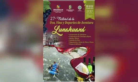 Lunahuaná celebrará una edición más del  Festival de Uva, Vino y Deportes de Aventura