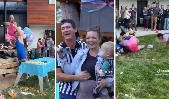 Padre organiza escena de lucha libre para revelar si su bebé será hombre o mujer