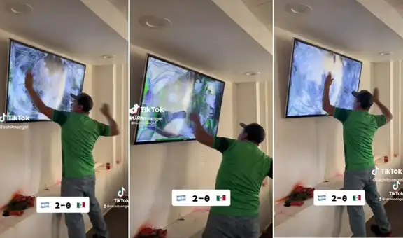Hincha mexicano rompe su televisor tras la derrota ante Argentina y se vuelve viral