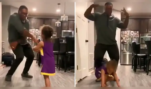 Niña sorprende a su papá con un inesperado baile [VIDEO]