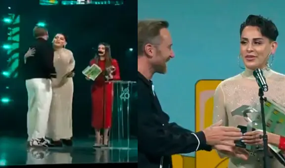 Kunno sufre desplante al intentar felicitar con un beso a David Guetta en Los 40 Music Awards