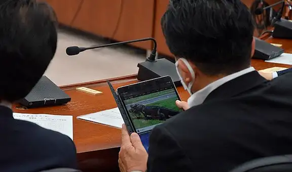Diputado japonés es captado viendo un video de cocodrilos en plena sesión parlamentaria 