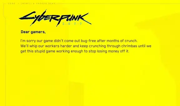 Sorrypunk 2077: el generador de disculpas basado en la plantilla de Cyberpunk