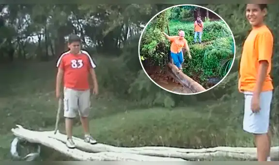YouTube: hombre cruza río y termina recreando la famosa 'caída de Edgar' [VIDEO]