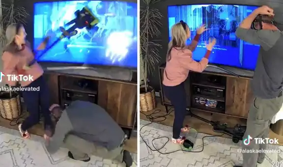 Hombre quiere asustar a su esposa, pero ella rompe el televisor de los nervios 