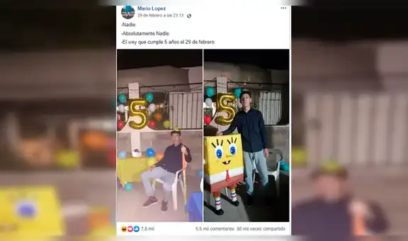 Nació en Año Bisiesto y quiso celebrar sus ‘5 años’ con fiesta de Bob Esponja [FOTOS]