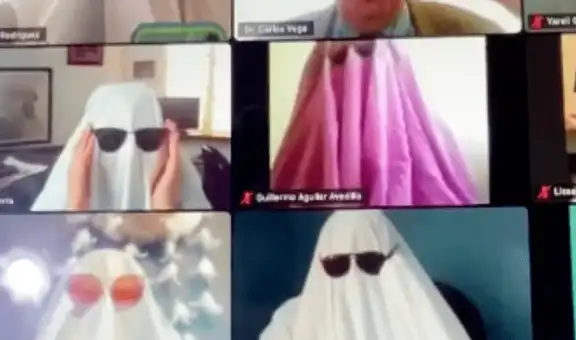 Escolares sorprenden a su profesor con disfraces de fantasmas durante clase virtual [VIDEO]
