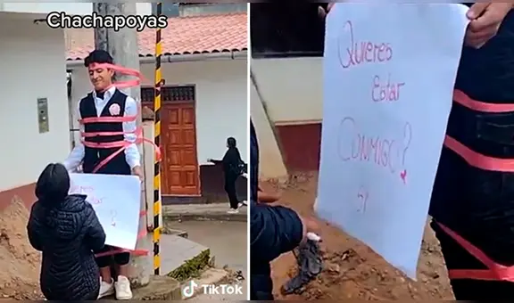 Joven se ata a un poste para declarar su amor en Amazonas: “El verdadero amarre”