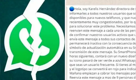 ¡Atención! Comparten en WhatsApp un falso mensaje que amenaza con cerrar cuentas y cobrar