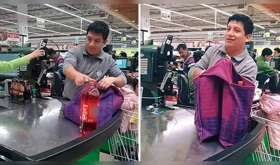 Chico usa alforja cajamarquina en vez de bolsa para comprar en supermercado y causa furor [VIDEO]