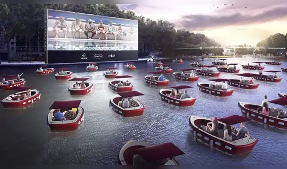 Cine flotante en París, donde las personas se sentarán en botes socialmente distantes